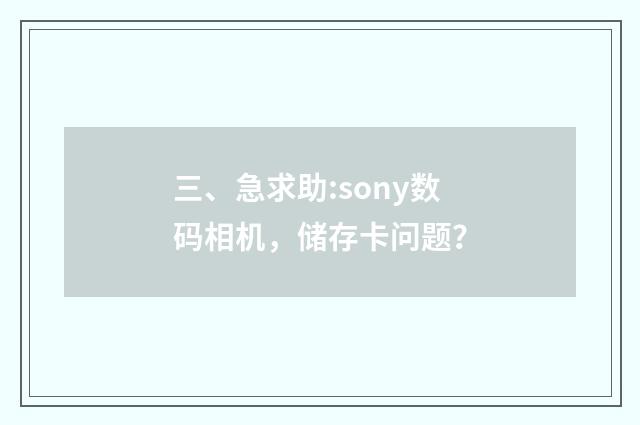 三、急求助:sony数码相机，储存卡问题？
