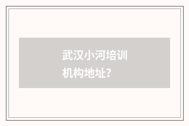 武汉小河培训机构地址？