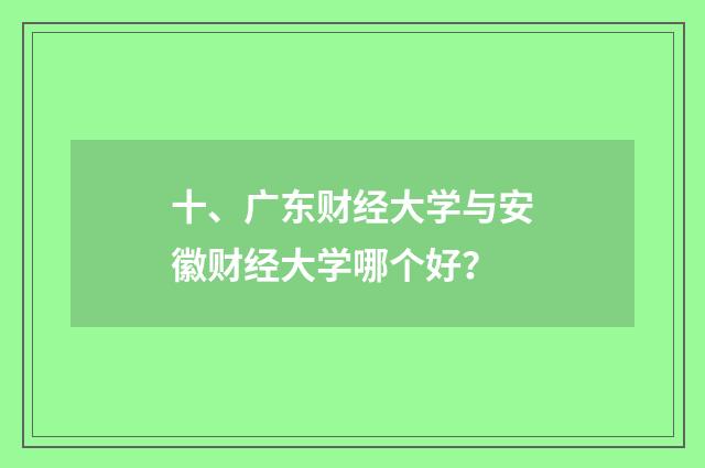 十、广东财经大学与安徽财经大学哪个好?