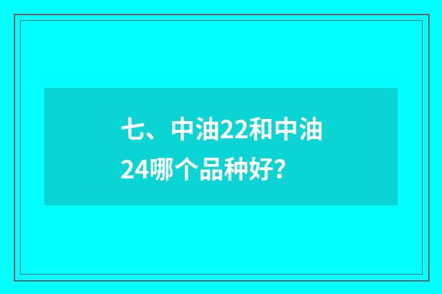 七、中油22和中油24哪个品种好？