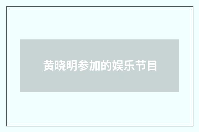 黄晓明参加的娱乐节目
