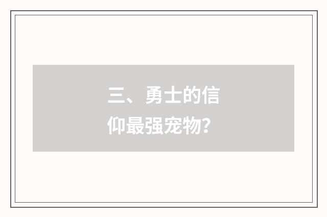 三、勇士的信仰最强宠物?