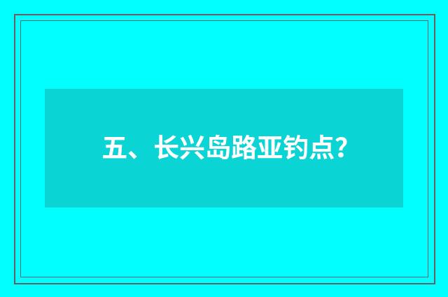 五、长兴岛路亚钓点？