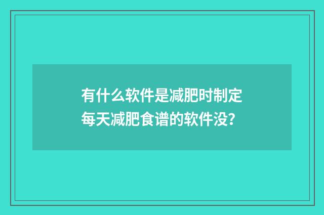 有什么软件是减肥时制定每天减肥食谱的软件没？