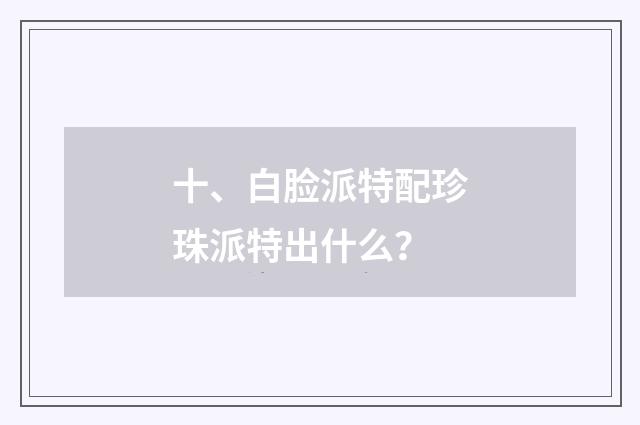 十、白脸派特配珍珠派特出什么?