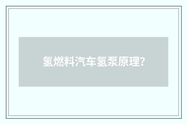 氢燃料汽车氢泵原理?