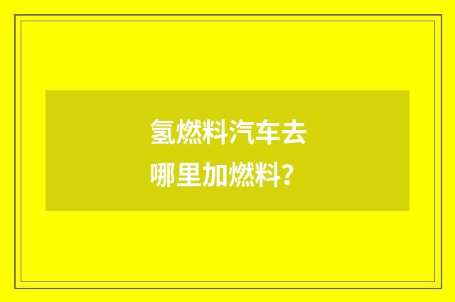 氢燃料汽车去哪里加燃料?