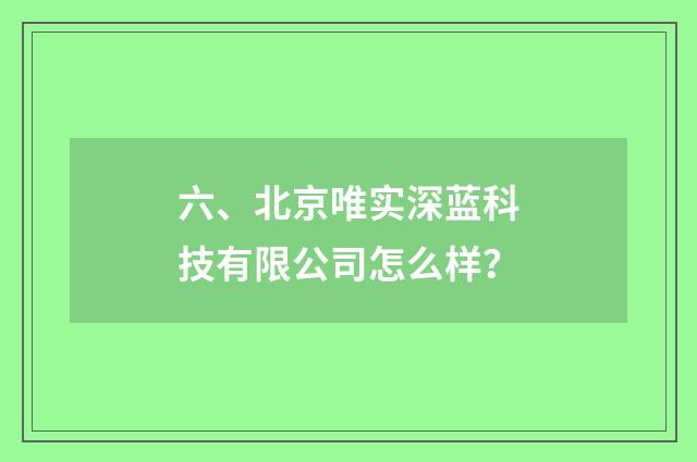 六、北京唯实深蓝科技有限公司怎么样?
