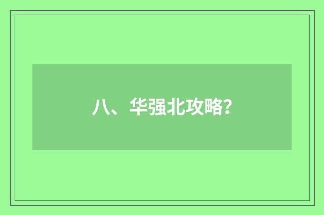 八、华强北攻略?