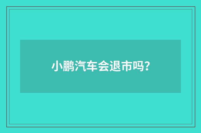 小鹏汽车会退市吗?