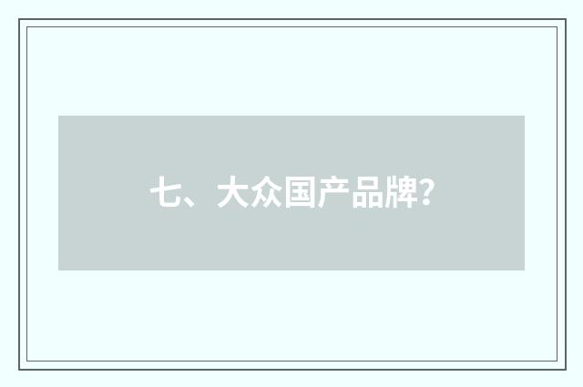 七、大众国产品牌?