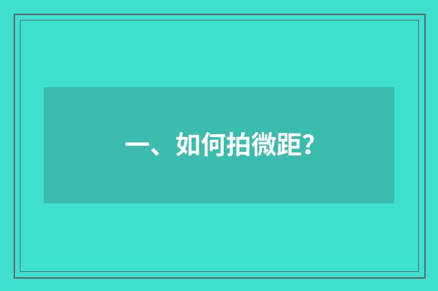 一、如何拍微距？