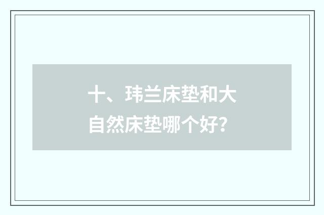 十、玮兰床垫和大自然床垫哪个好？