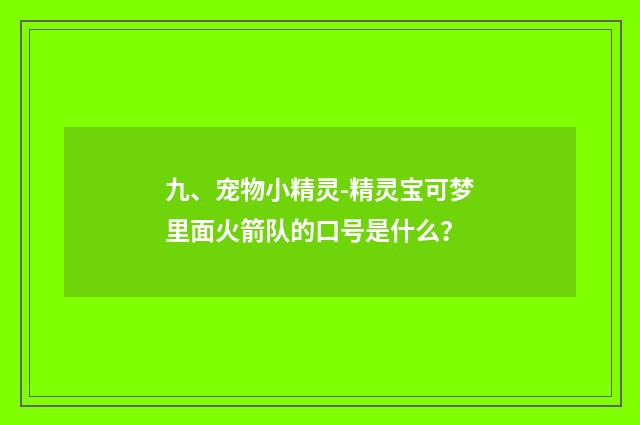 九、宠物小精灵-精灵宝可梦里面火箭队的口号是什么?