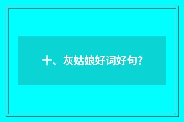 十、灰姑娘好词好句？