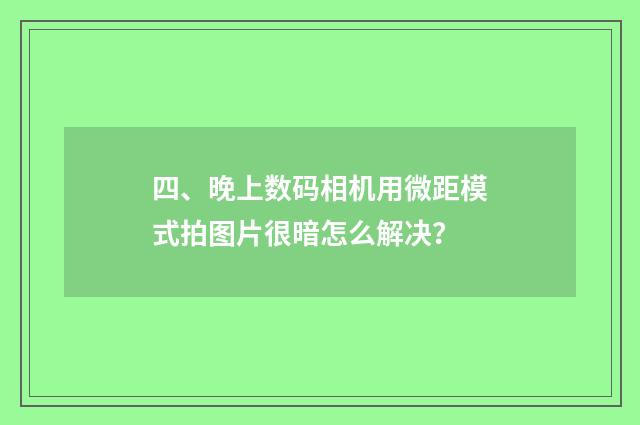 四、晚上数码相机用微距模式拍图片很暗怎么解决?