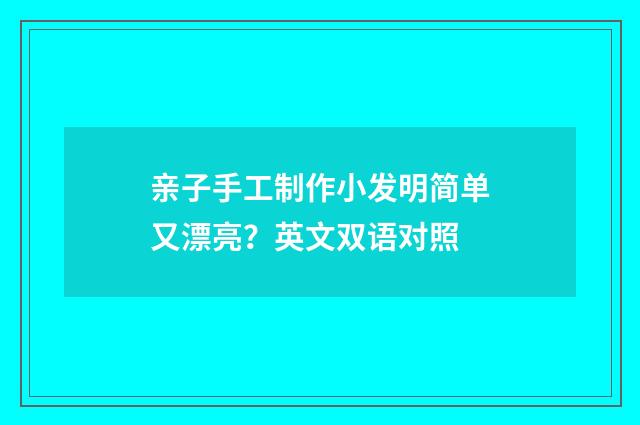 亲子手工制作小发明简单又漂亮?英文双语对照