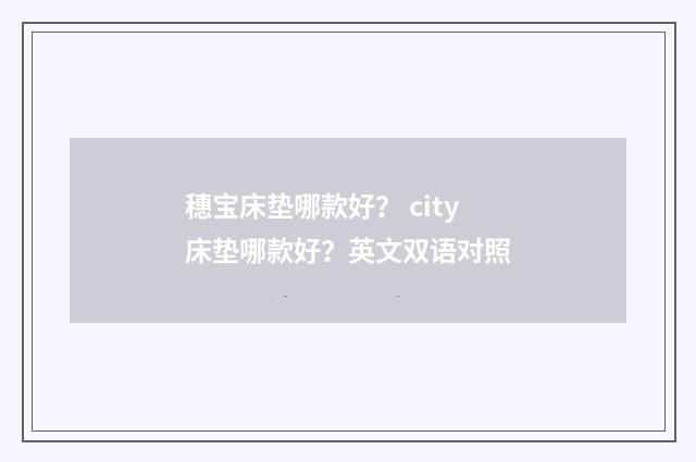穗宝床垫哪款好? city床垫哪款好?英文双语对照
