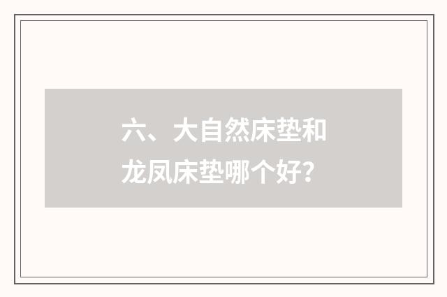 六、大自然床垫和龙凤床垫哪个好?