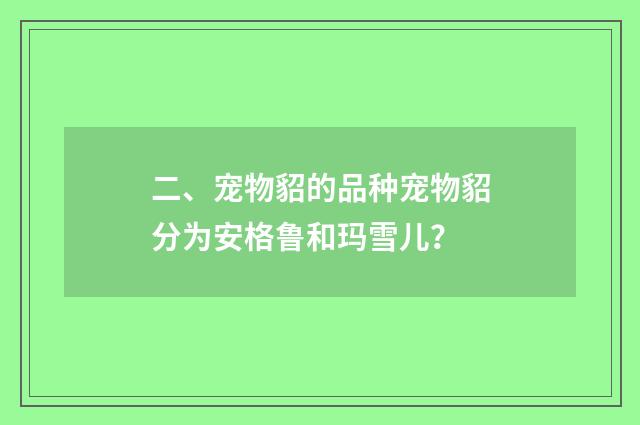 二、宠物貂的品种宠物貂分为安格鲁和玛雪儿?