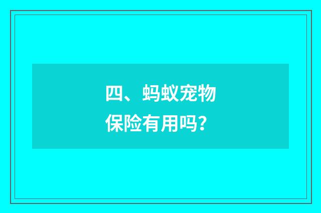 四、蚂蚁宠物保险有用吗?
