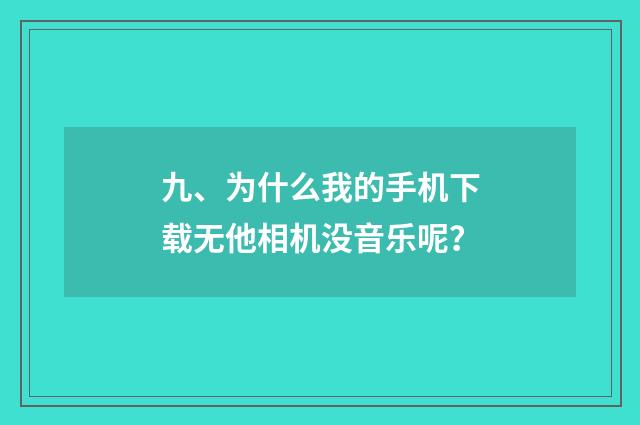 九、为什么我的手机下载无他相机没音乐呢？