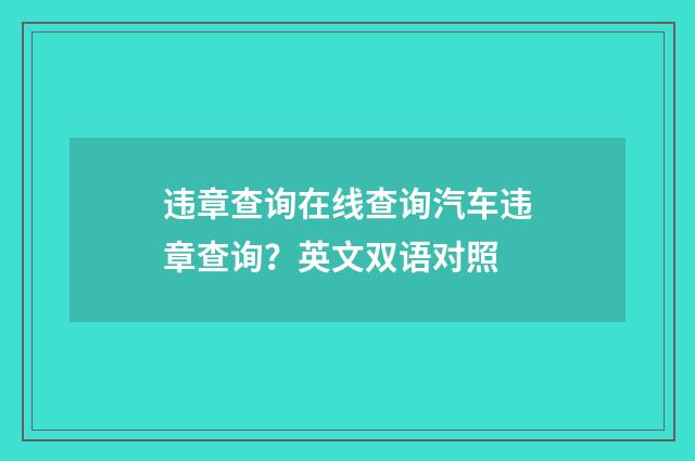 违章查询在线查询汽车违章查询?英文双语对照