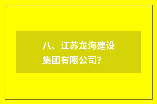 八、江苏龙海建设集团有限公司?