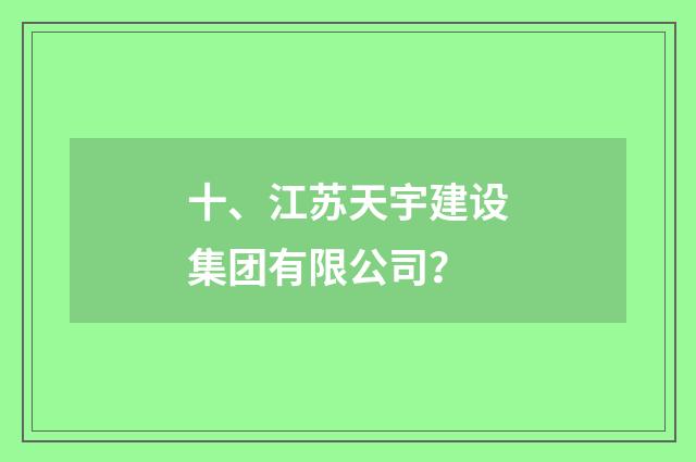 十、江苏天宇建设集团有限公司?
