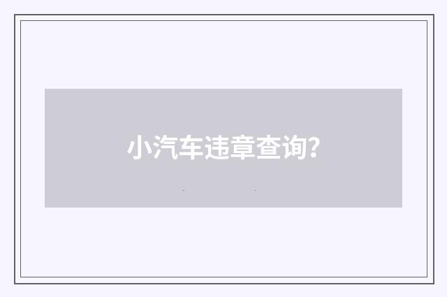 小汽车违章查询?