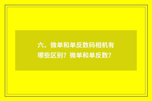 六、微单和单反数码相机有哪些区别?微单和单反数?