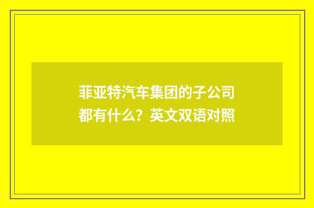 菲亚特汽车集团的子公司都有什么？英文双语对照