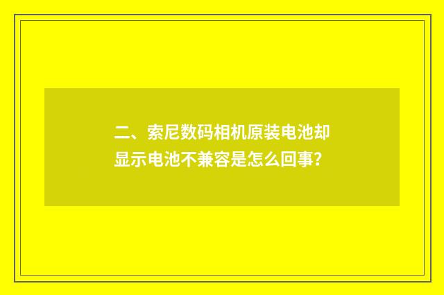 二、索尼数码相机原装电池却显示电池不兼容是怎么回事?