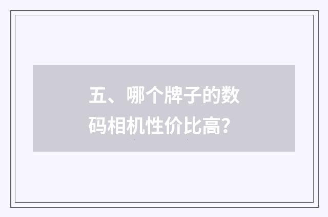 五、哪个牌子的数码相机性价比高?