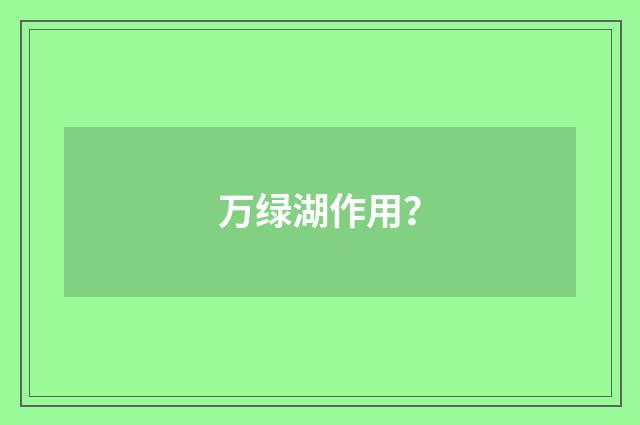 万绿湖作用？
