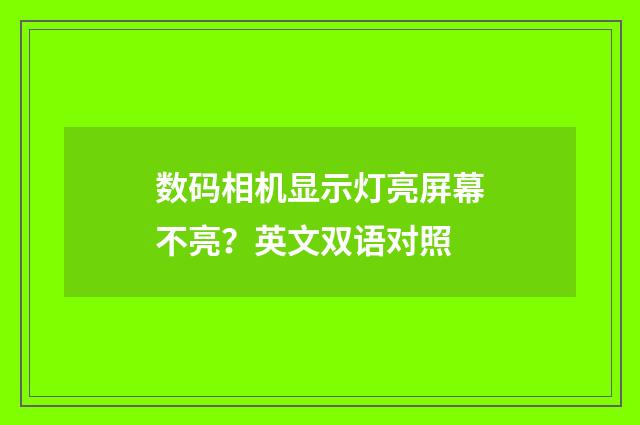 数码相机显示灯亮屏幕不亮？英文双语对照