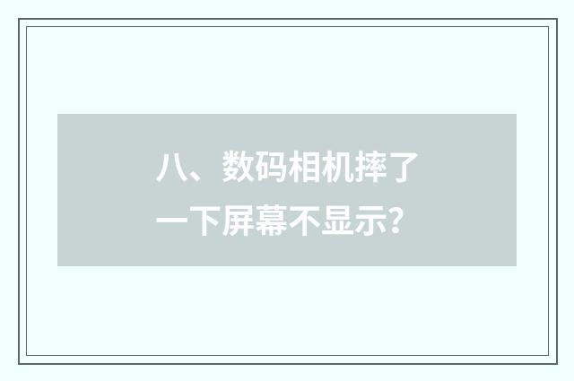 八、数码相机摔了一下屏幕不显示?
