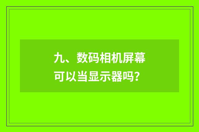 九、数码相机屏幕可以当显示器吗?