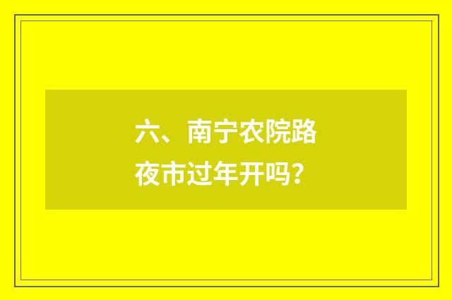 六、南宁农院路夜市过年开吗？