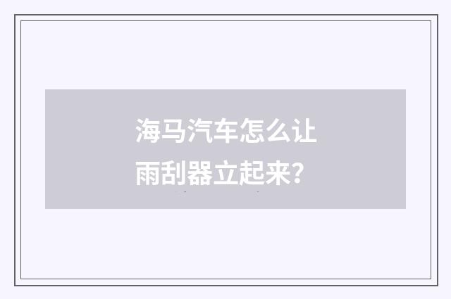 海马汽车怎么让雨刮器立起来？