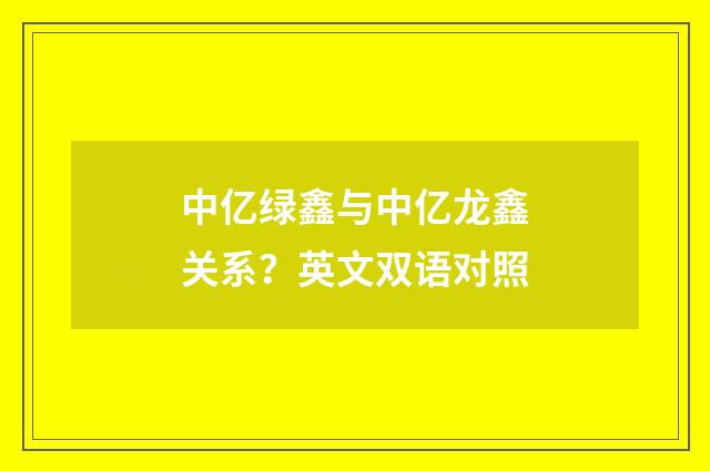 中亿绿鑫与中亿龙鑫关系?英文双语对照