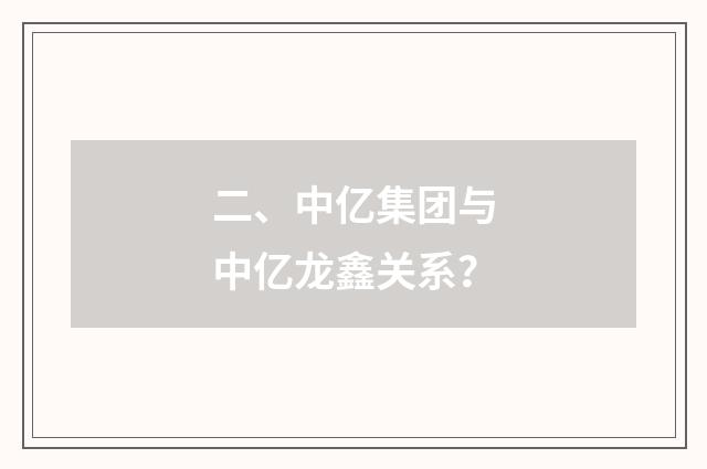 二、中亿集团与中亿龙鑫关系？
