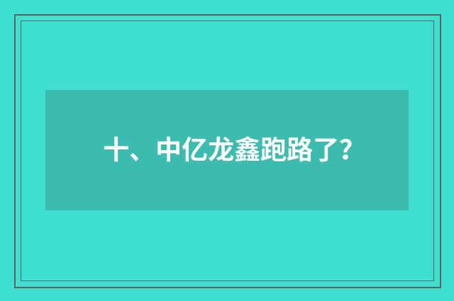 十、中亿龙鑫跑路了?