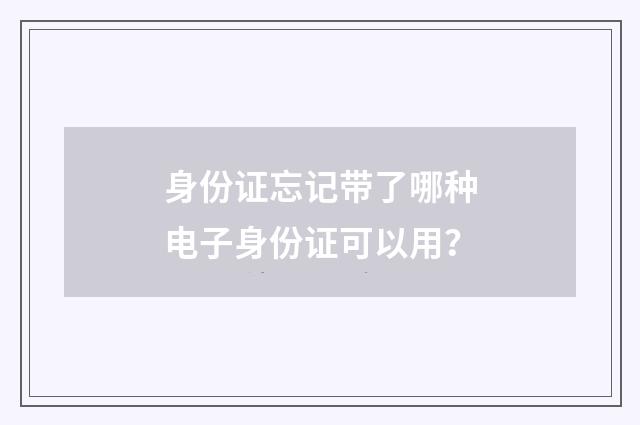 身份证忘记带了哪种电子身份证可以用?
