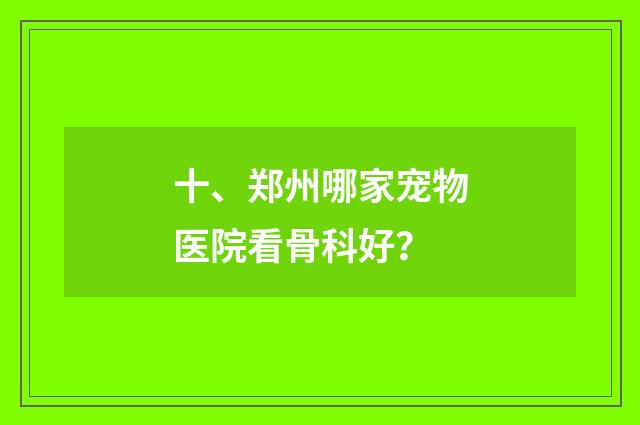 十、郑州哪家宠物医院看骨科好?