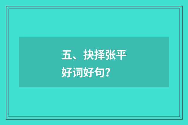 五、抉择张平好词好句?