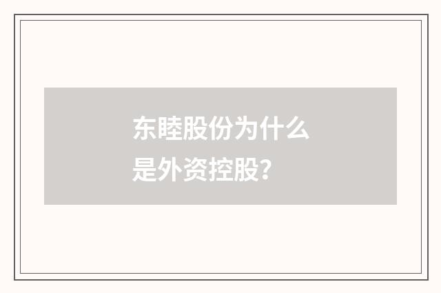 东睦股份为什么是外资控股？