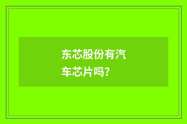 东芯股份有汽车芯片吗？