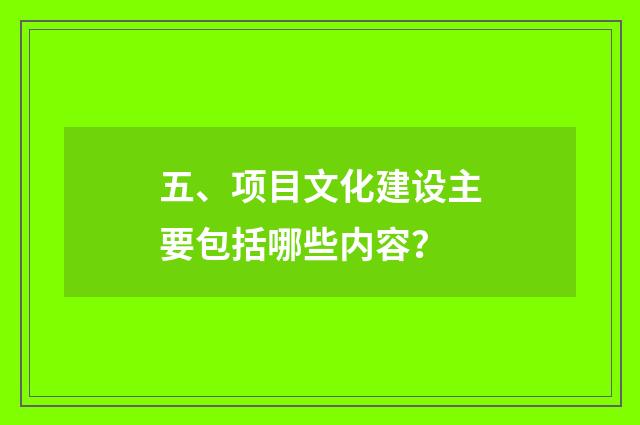 五、项目文化建设主要包括哪些内容?