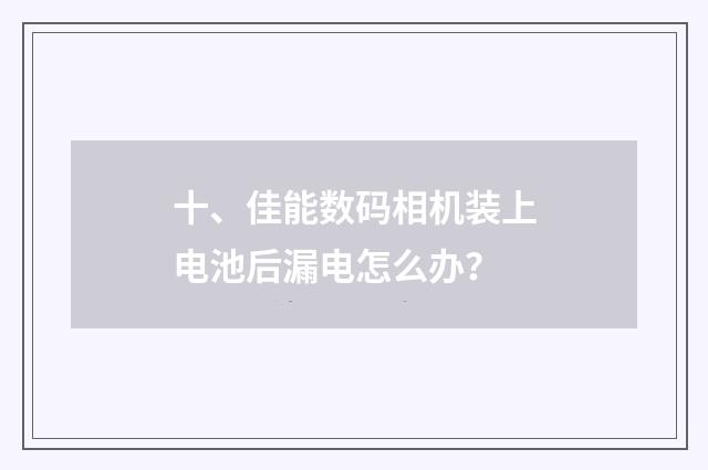 十、佳能数码相机装上电池后漏电怎么办？